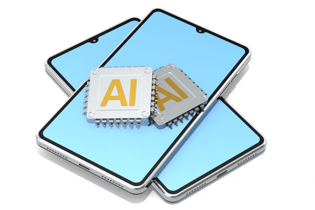 GEO/AEO Xidməti 1 3d-rendering-illustration-blue-screen-smart-phone-with-ai-chip-isolated-white-background